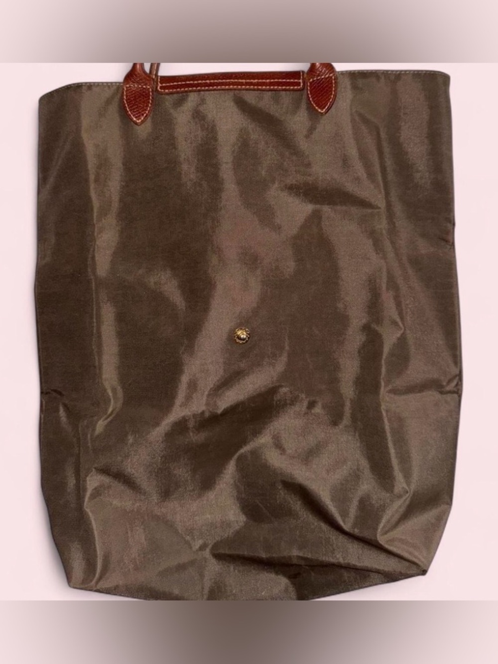 Classic Brown Leather-Trim Tote Bag - Picture 4 of 4